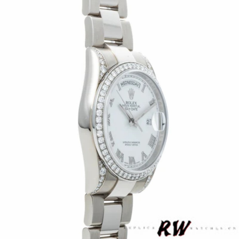 Rolex Day-Date 118389 White Roman Numeral Dial 36MM Unisex Replica Watch - Replica Factory