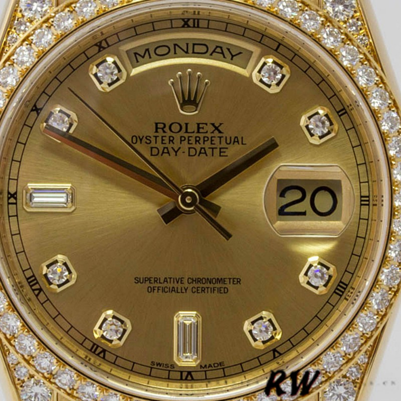 Rolex Day-Date 118388 Yellow Gold Champagne Dial 36MM Unisex Replica Watch - Replica Factory