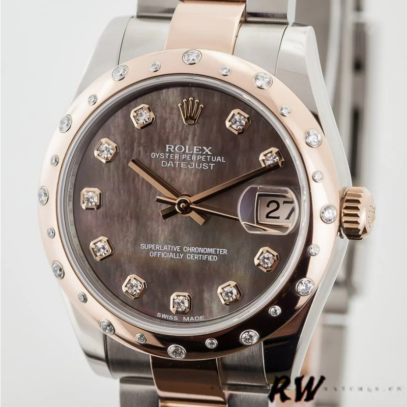 Rolex Datejust 178341 Black MOP Diamond Dial 31MM Lady Replica Watch