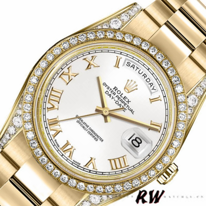 Rolex Day-Date 118388 White Roman Numeral Dial 36MM Unisex Replica Watch - Replica Factory