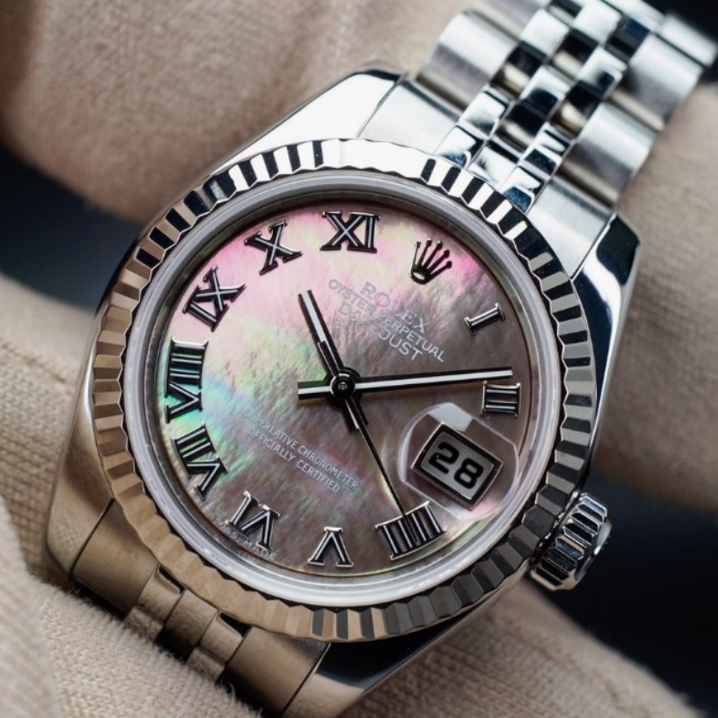 Rolex Datejust 179174 Dark Mother Of Pearl Dial Fluted Bezel 26MM Lady Replica Watch - Replica Factory
