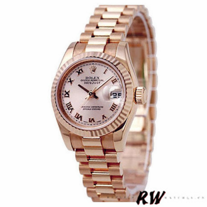 Rolex Datejust 178275 Rose Gold Pink Roman Dial 31mm Lady Replica Watch - Replica Factory