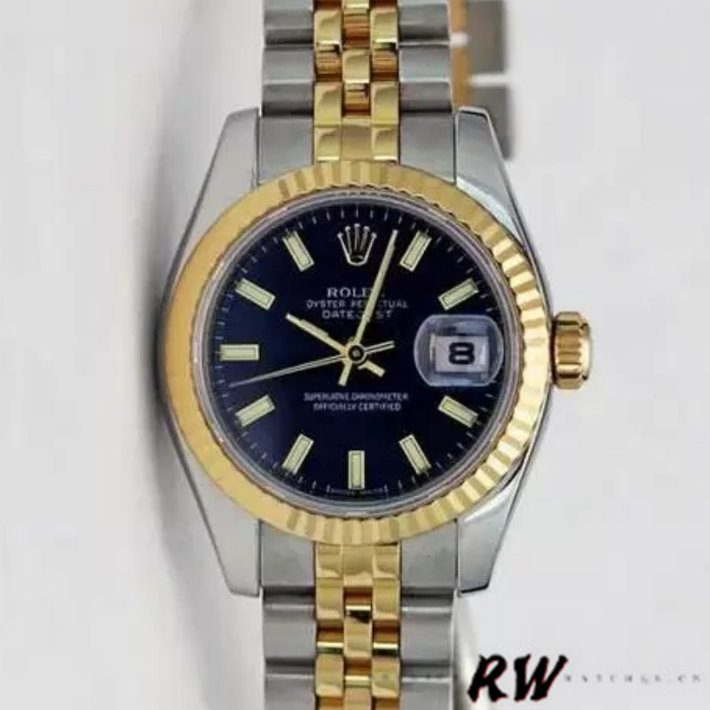 Rolex Datejust 179173 Blue Index Dial Fluted Bezel 26MM Lady Replica Watch - Replica Factory