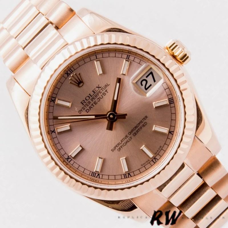 Rolex Datejust 178275 Rose Gold Pink Index Dial 31mm Lady Replica Watch - Replica Factory