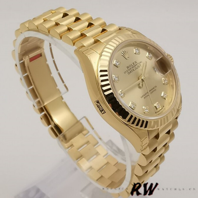 Rolex Datejust 279178 Champagne Fluted Bezel 28mm Lady Replica Watch - Replica Factory