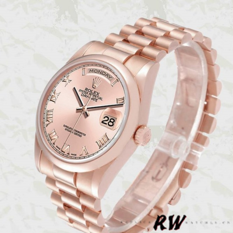Rolex Day-Date 118205 Rose Gold Pink dial Automatic 36mm Unisex Replica Watch - Replica Factory