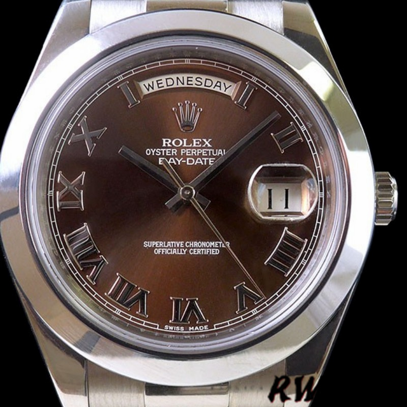 Rolex Day-Date 118209 White Gold Chocolate Brown Dial 36mm Unisex Replica Watch - Replica Factory