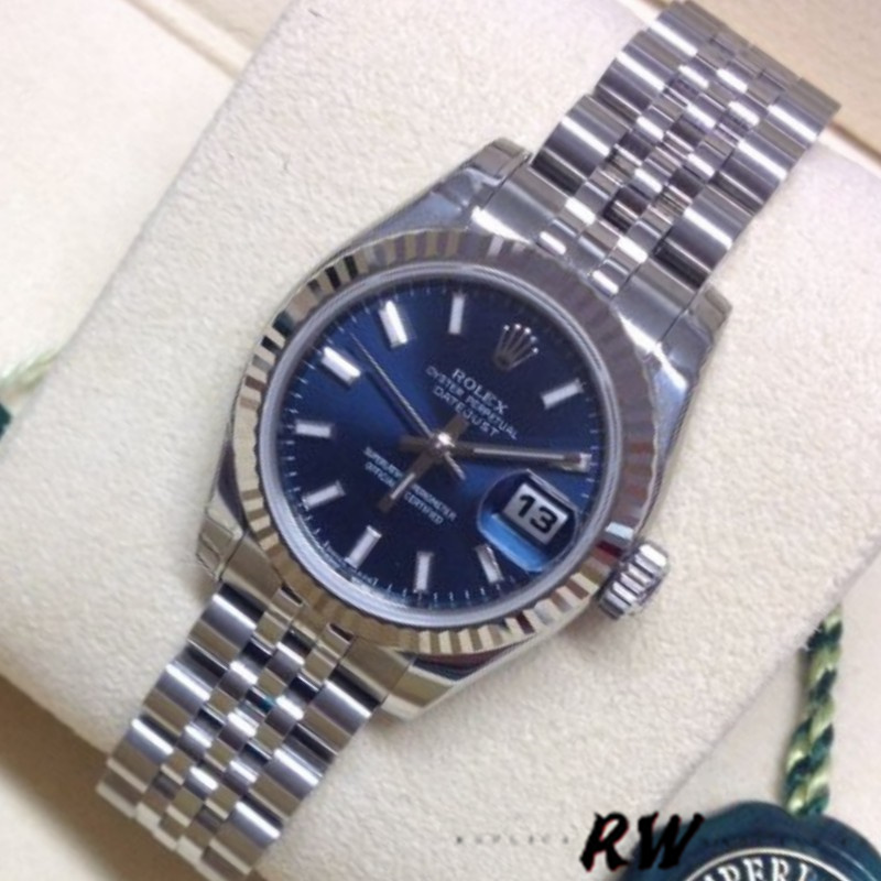 Rolex Datejust 179174 Blue Index Dial Fluted Bezel 26MM Lady Replica Watch - Replica Factory