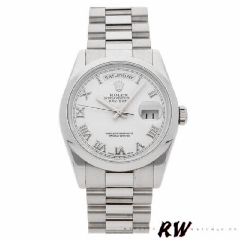 Rolex Day-Date 118206 White Roman Numeral 36mm Unisex Replica Watch - Replica Factory