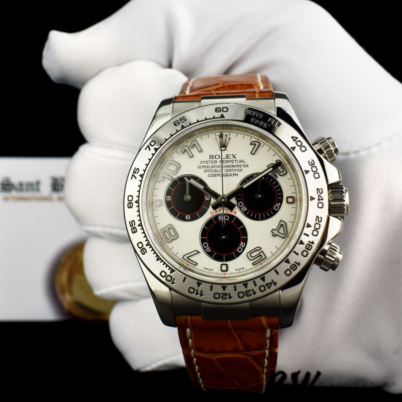 Rolex Daytona 116519 Panda Dial Brown Leather Strap 40mm Mens Replica Watch - Replica Factory