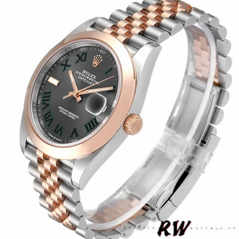 Rolex Datejust 126301 Rose Gold Slate Grey Wimbledon Dial 41MM Mens Replica Watch - Replica Factory