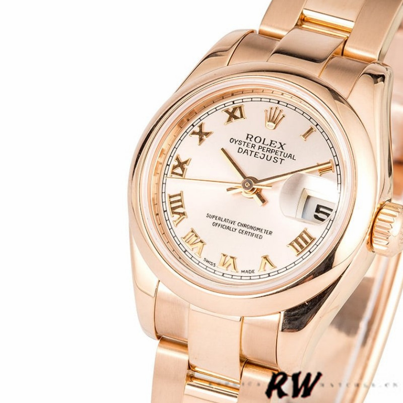 Rolex Datejust 179165 Everose Gold Pink Roman Dial 26MM Lady Replica Watch - Replica Factory