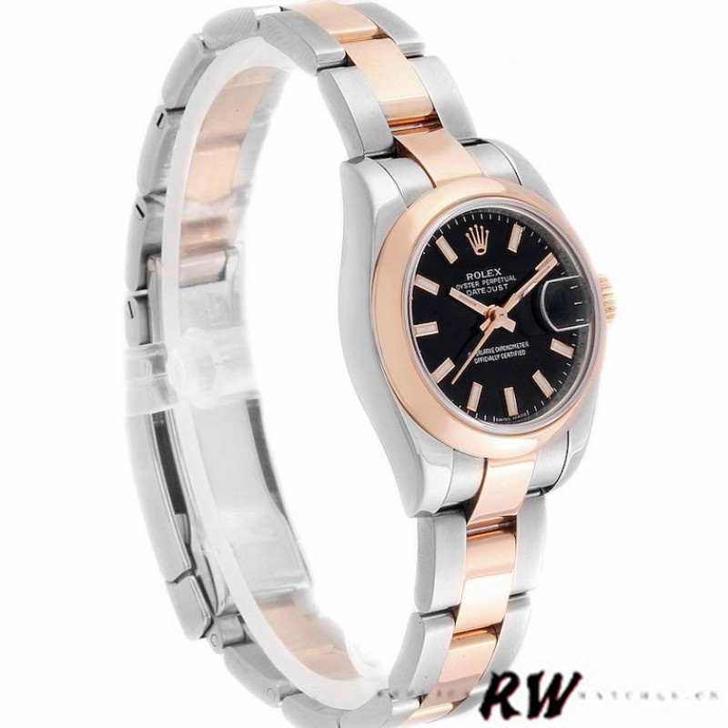 Rolex Datejust 179161 Stainless Steel and Everose Gold Black Index Dial 26MM Lady Replica Watch - Replica Factory