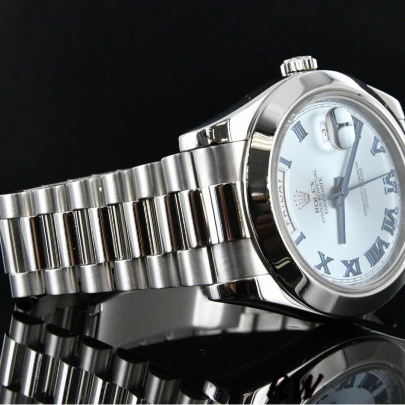 Rolex Day-Date 218206 Ice Blue Dial Platinum 41MM Mens Replica Watch - Replica Factory