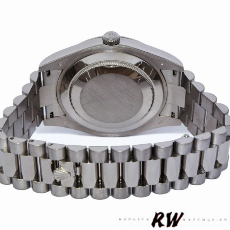 Rolex Day-Date 218239 Diamond Silver Dial White Gold 41MM Mens Replica Watch - Replica Factory