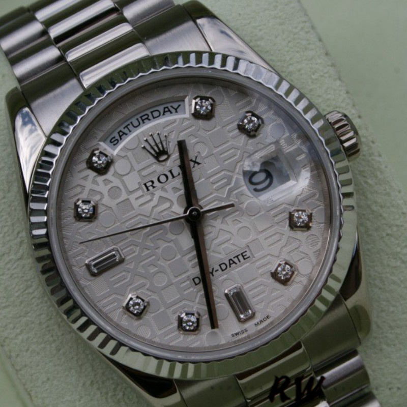 Rolex Day-Date 118239 white gold Jubilee Silver Dial 36mm Unisex Replica Watch - Replica Factory