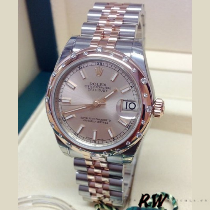 Rolex Datejust 178341 Everose Gold Pink Baton Dial 31MM Lady Replica Watch - Replica Factory