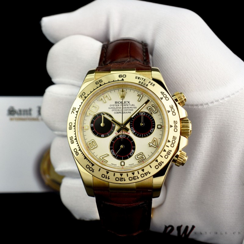 Rolex Daytona 116518 Ivory Dial Brown Leather Strap 40mm Mens Replica Watch - Replica Factory