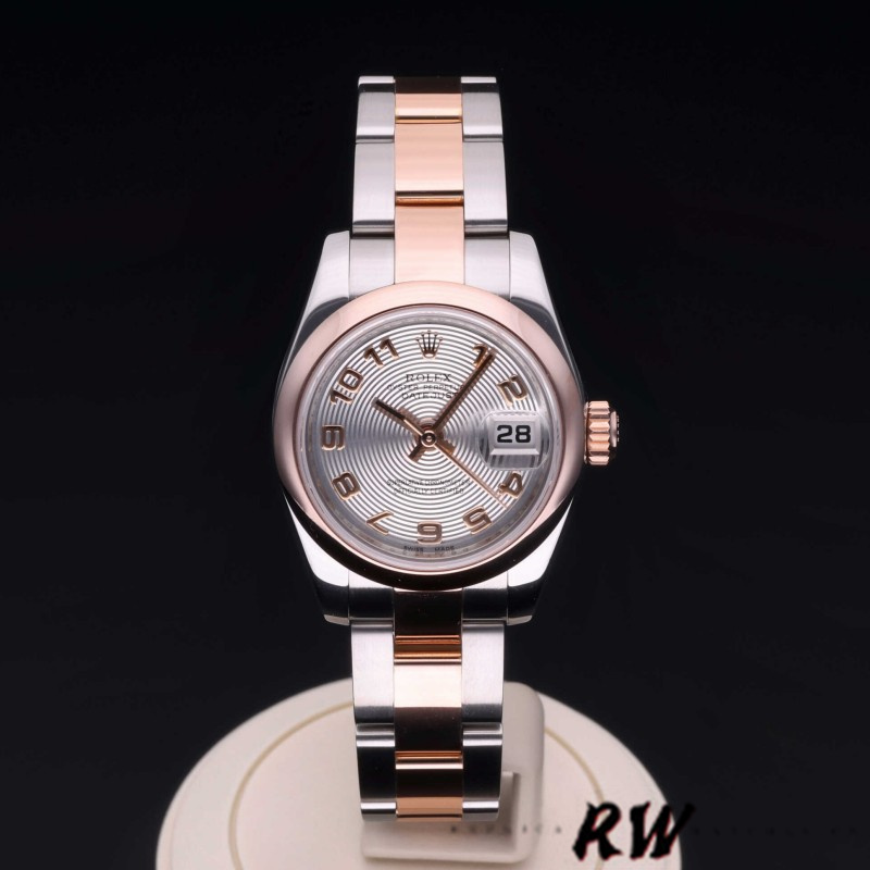 Rolex Datejust 179161 Stainless Steel and Everose Gold Concentric Circle Silver Dial 26MM Lady Replica Watch - Replica Factory