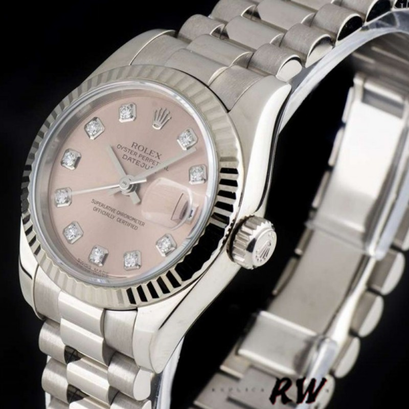 Rolex Datejust 179179 Pink Diamond Dial Fluted Bezel 26MM Lady Replica Watch