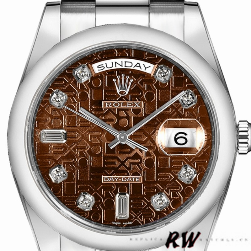 Rolex Day-Date 118209 White Gold Jubilee Chocolate Brown Dial 36mm Unisex Replica Watch - Replica Factory