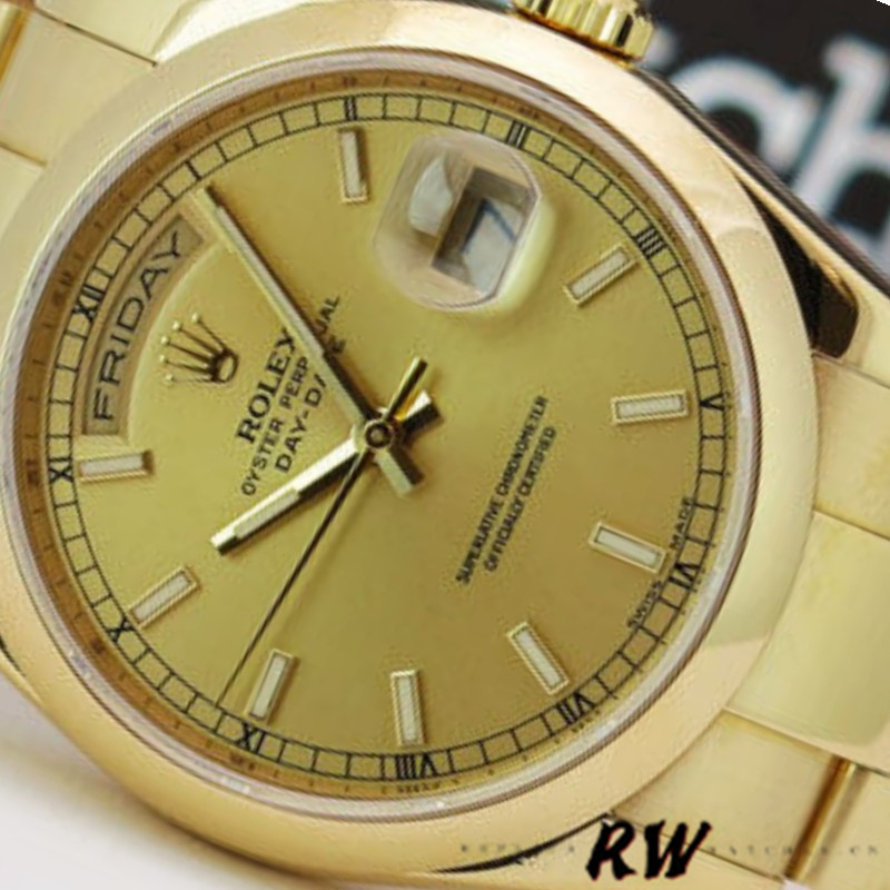 Rolex Day-Date 118208 Champagne Dial 36mm Unisex Replica Watch - Replica Factory