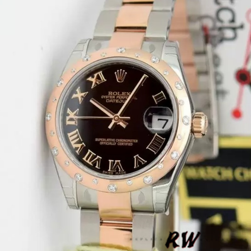 Rolex Datejust 178341 Black Roman Numerals Dial 31MM Lady Replica Watch - Replica Factory