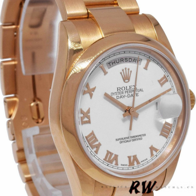 Rolex Day-Date 118205 White Roman Numeral Dial 36mm Unisex Replica Watch - Replica Factory