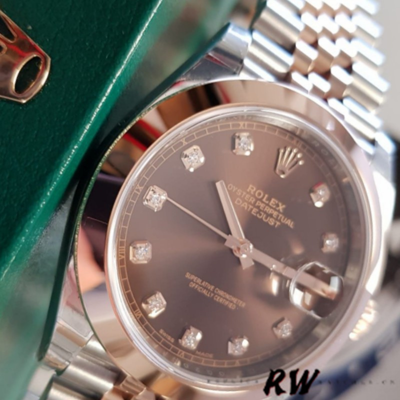 Rolex Datejust 126301 Rose Gold Chocolate Brown Diamonds Dial 41MM Mens Replica Watch