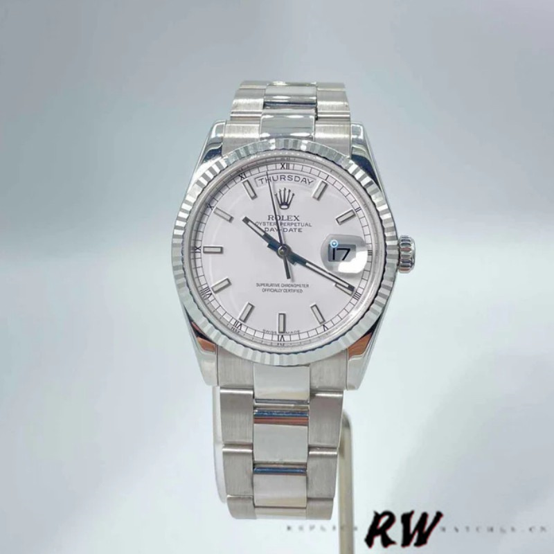 Rolex Day-Date 118239 White Gold White Dial 36mm Unisex Replica Watch - Replica Factory