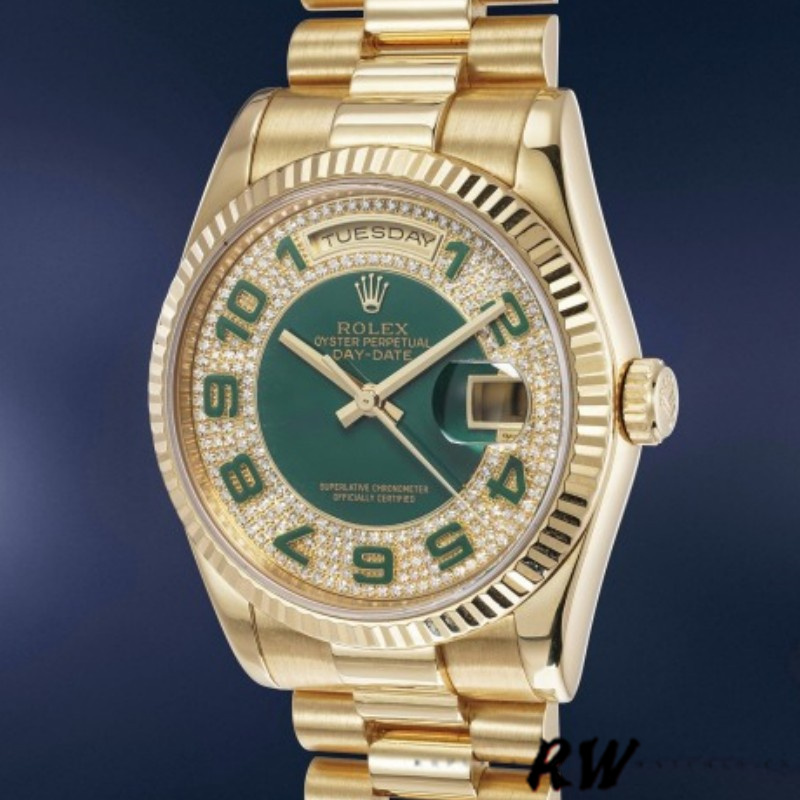 Rolex Day-Date 118238 Green Diamond Pave Dial 36mm Unisex Replica Watch