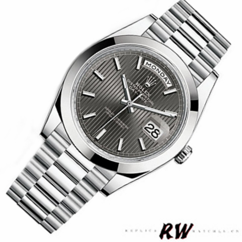 Rolex Day-Date 228206 Dark Rhodium Grey Dial Platinum 40MM Mens Replica Watch - Replica Factory