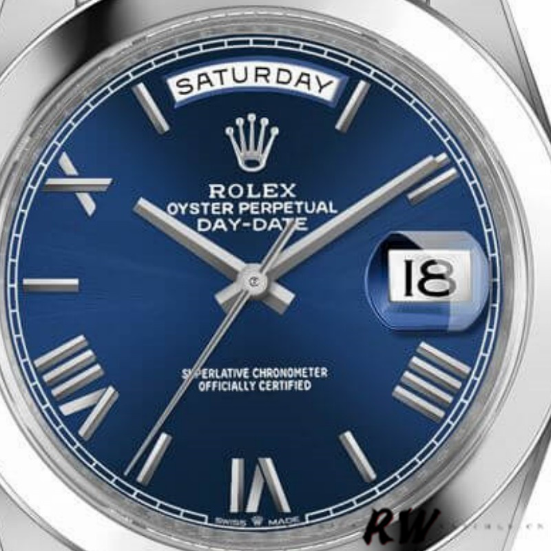 Rolex Day-Date 228206 Blue Roman Numeral Dial Platinum 40MM Mens Replica Watch - Replica Factory