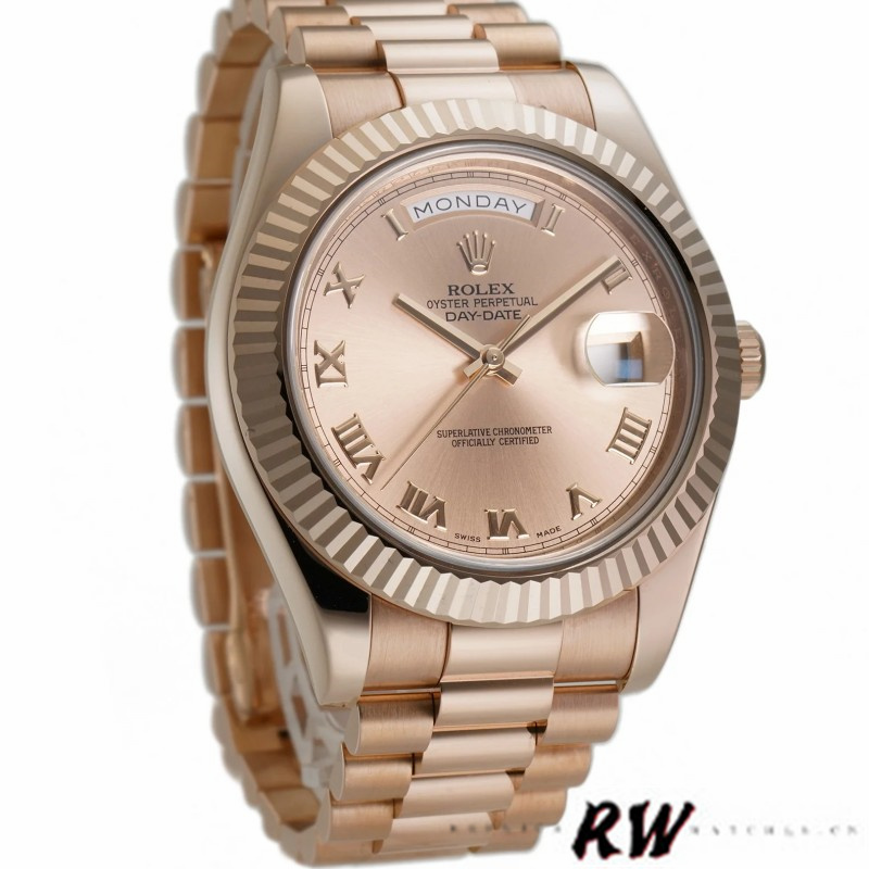 Rolex Day-Date 218235 Rose Roman Dial Rose Gold 41MM Mens Replica Watch - Replica Factory
