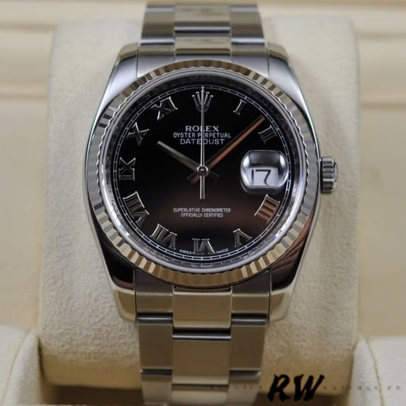 Rolex Datejust 116234 Roman Numeral Black Dial 36mm Unisex Replica Watch - Replica Factory
