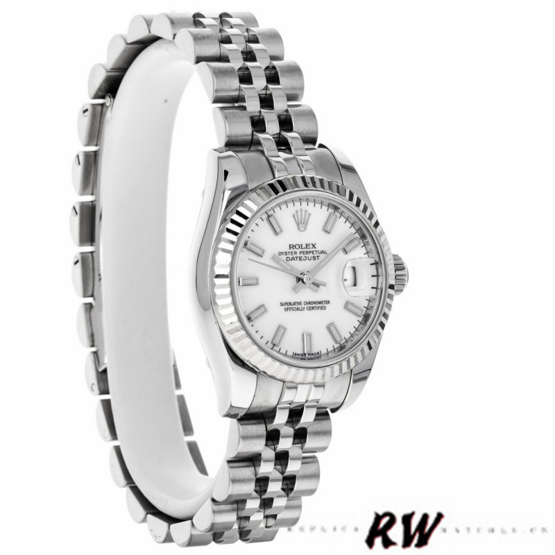 Rolex Datejust 179174 White Index Dial Fluted Bezel 26MM Lady Replica Watch - Replica Factory