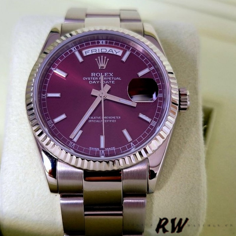 Rolex Day-Date 118239 Cherry Dial white gold 36mm Lady Replica Watch - Replica Factory