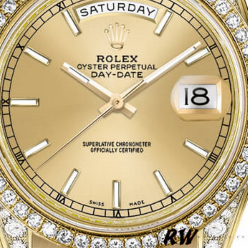 Rolex Day-Date 118388 Champagne Index Dial 36MM Unisex Replica Watch - Replica Factory