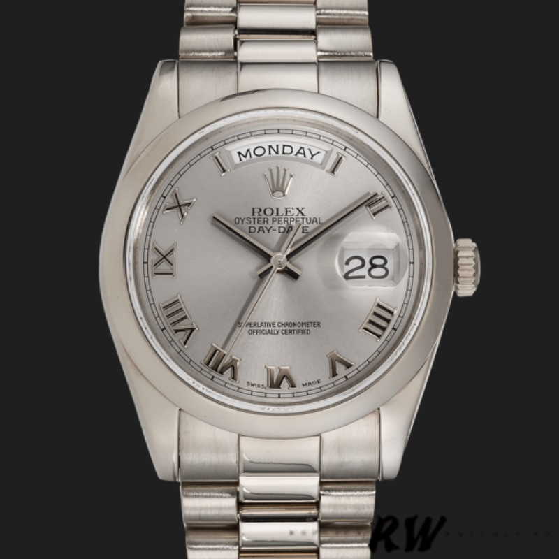 Rolex Day-Date 118209 White Gold Silver Dial Automatic 36mm Unisex Replica Watch - Replica Factory