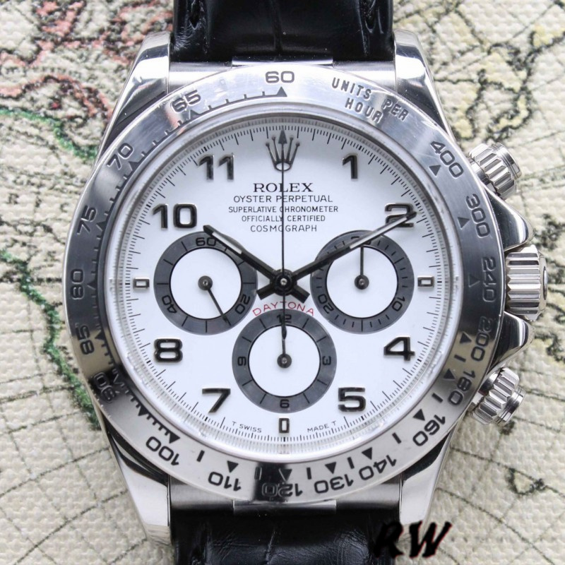 Rolex Daytona 16519 White Dial Black Leather strap 40mm Mens Replica Watch - Replica Factory