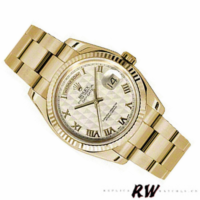 Rolex Day-Date 118238 Roman Numeral Pyramid Ivory Dial 36mm Unisex Replica Watch - Replica Factory