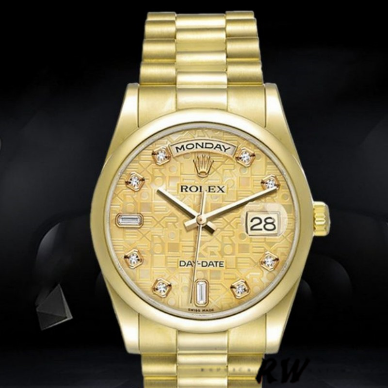 Rolex Day-Date 118208 Champagne Jubilee Dial 36mm Unisex Replica Watch - Replica Factory