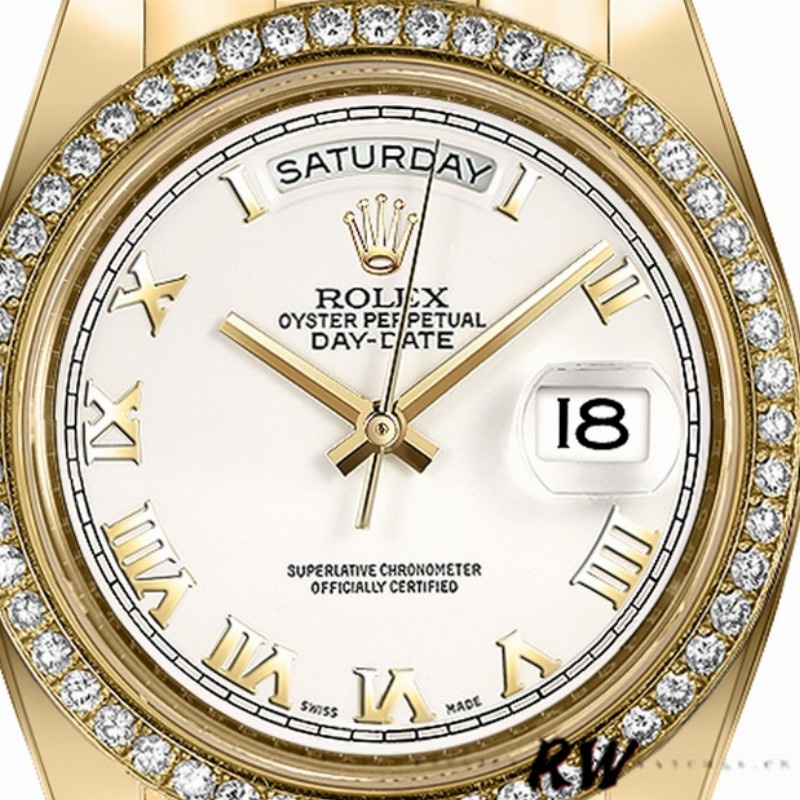 Rolex Day-Date 218348 White Roman Dial 41MM Mens Replica Watch - Replica Factory
