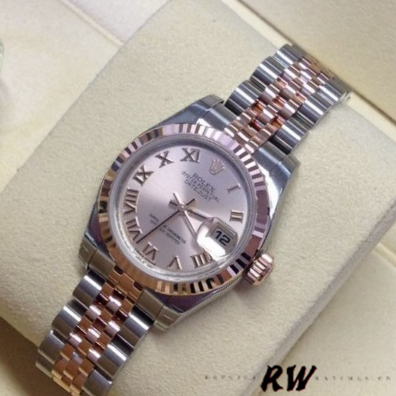 Rolex Datejust 179171 Pink Roman Numeral Dial Fluted Bezel 26MM Lady Replica Watch - Replica Factory