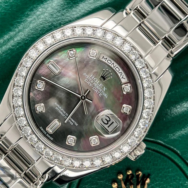 Rolex Day-Date 18946 Dark MOP Black Diamonds Dial Special Edition 39MM Mens Replica Watch