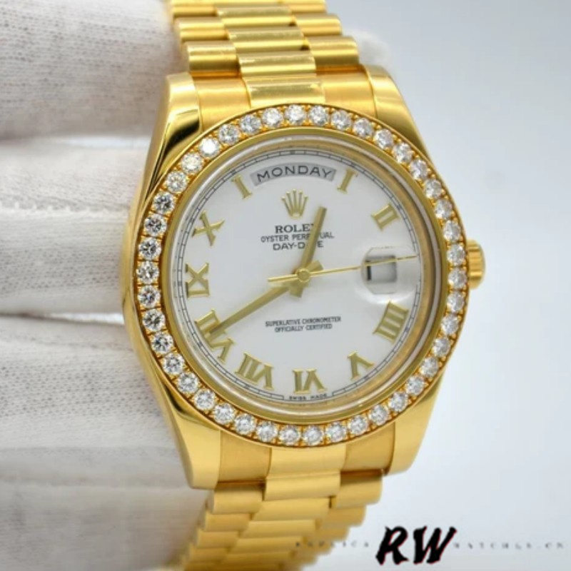 Rolex Day-Date 118348 White Roman Numeral Dial 36mm Unisex Replica Watch - Replica Factory