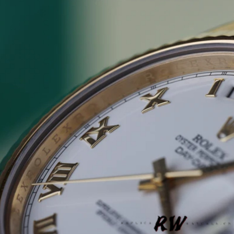 Rolex Day-Date 218238 White Roman Numeral Dial Yellow Gold 41MM Mens Replica Watch - Replica Factory