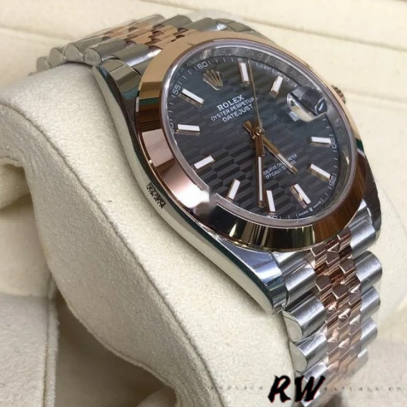 Rolex Datejust 126301 Rose Gold Slate Grey Fluted Motif Dial 41MM Mens Replica Watch - Replica Factory