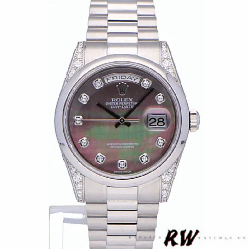 Rolex Day-Date 118296 Platinum MOP Dial Diamond 36mm Unisex Replica Watch