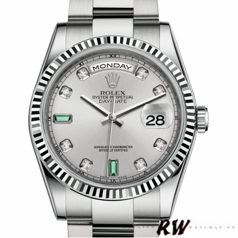 Rolex Day-Date 118239 Rhodium grey Dial white gold 36mm Unisex Replica Watch - Replica Factory